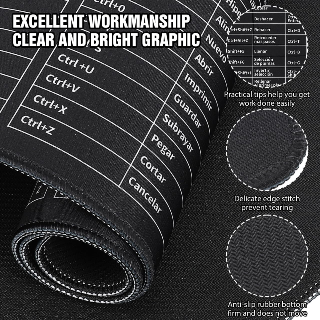 Mousepad with Excel keyboard shortcuts