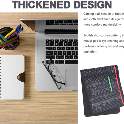 Mousepad with Excel keyboard shortcuts