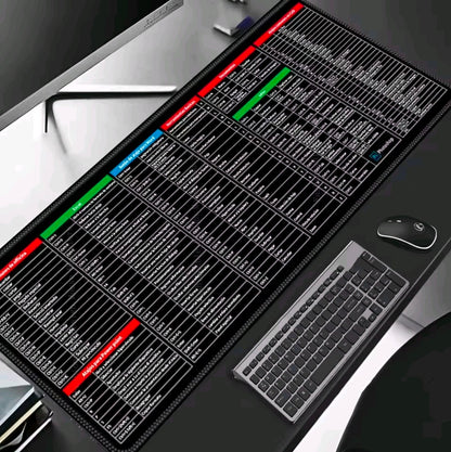Mousepad with Excel keyboard shortcuts