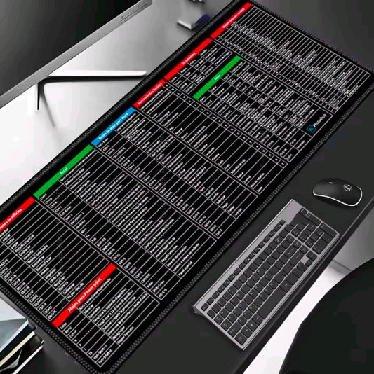 Mousepad with Excel keyboard shortcuts